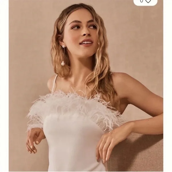 Elliatt Harley Dress in Ivory NWT Marabou Feather Detailing - Picture 9 of 11